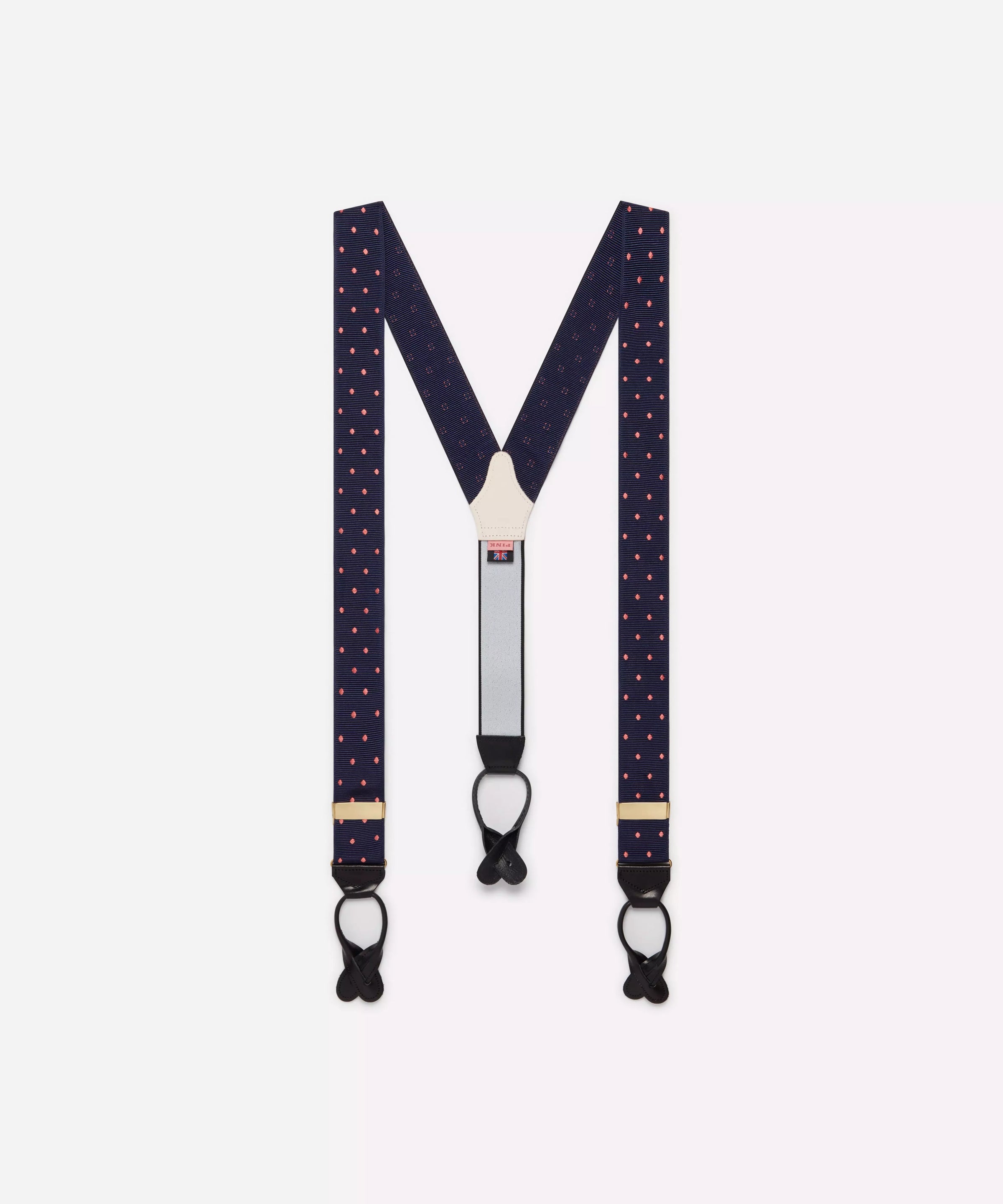 Navy Blue & Pink Polka Dot Braces