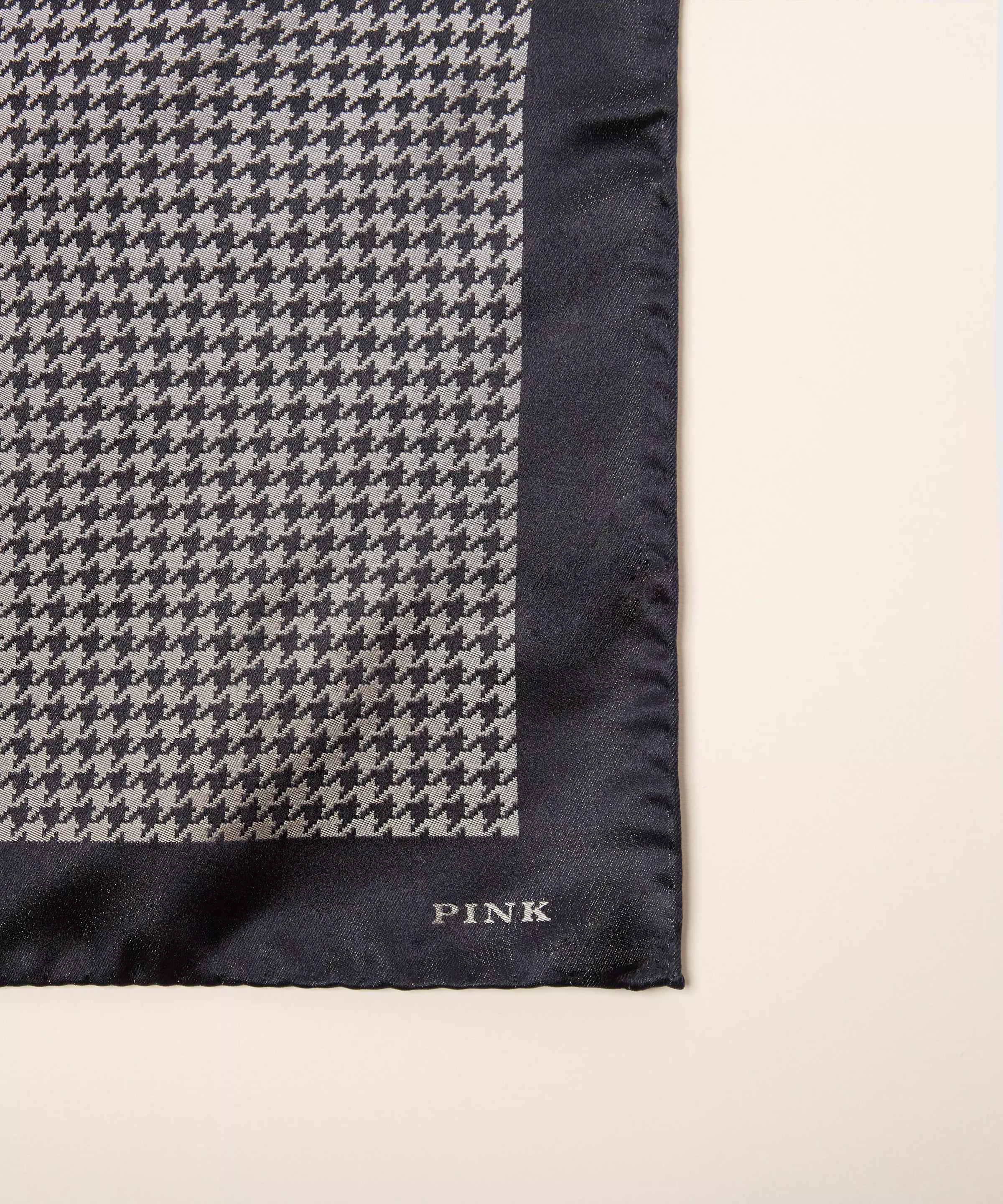 Grey & Navy Houndstooth Woven Silk Pocket Square