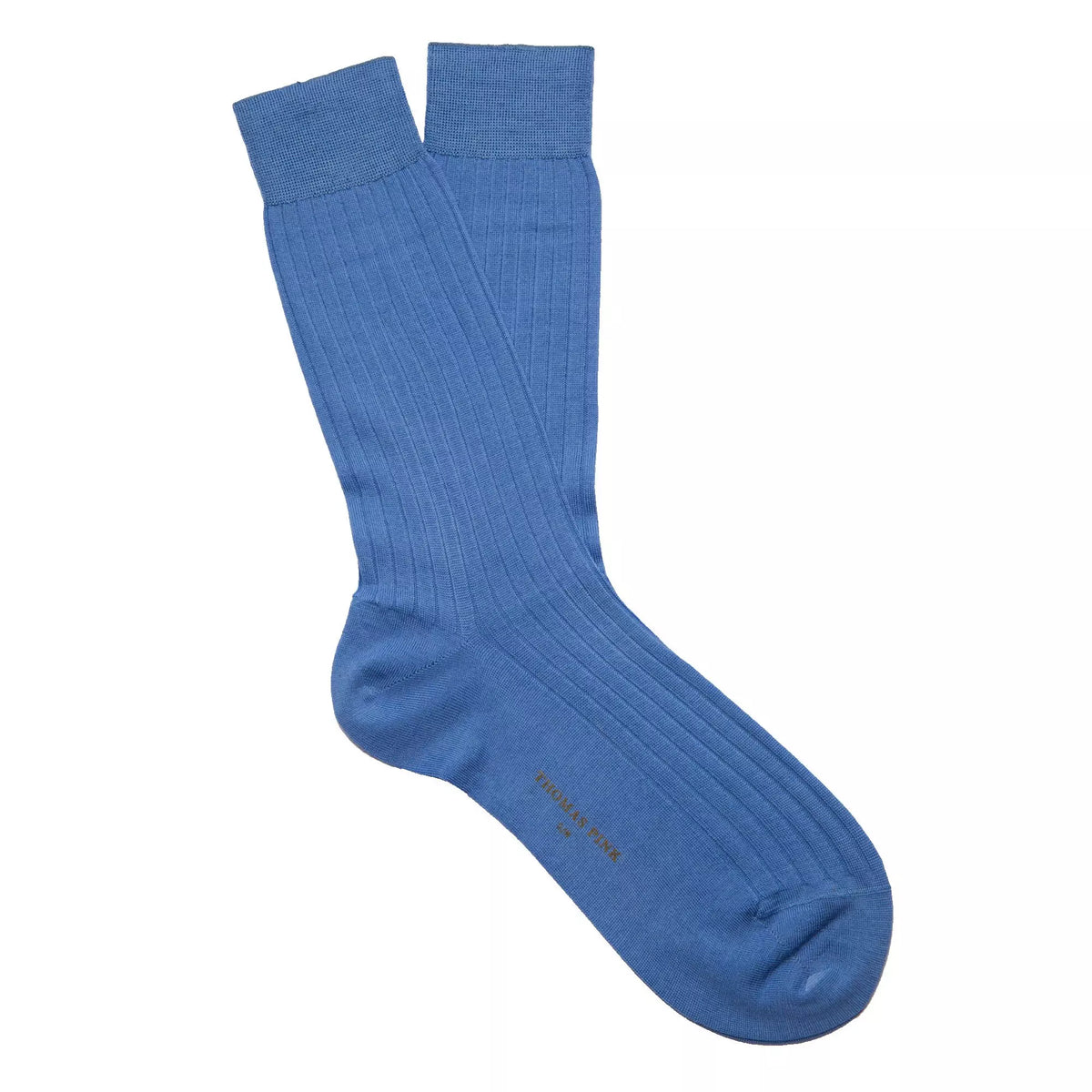 Blue Mid Length Ribbed Merino Wool Socks