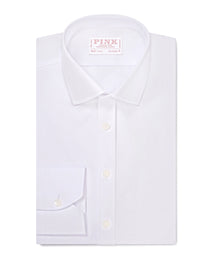 White Classic Fit Double Cuff Ramses Poplin Formal Shirt