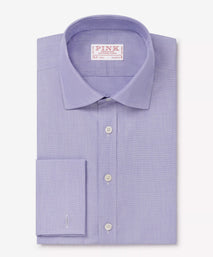 Blue Classic Fit Double Cuff End on End Formal Shirt