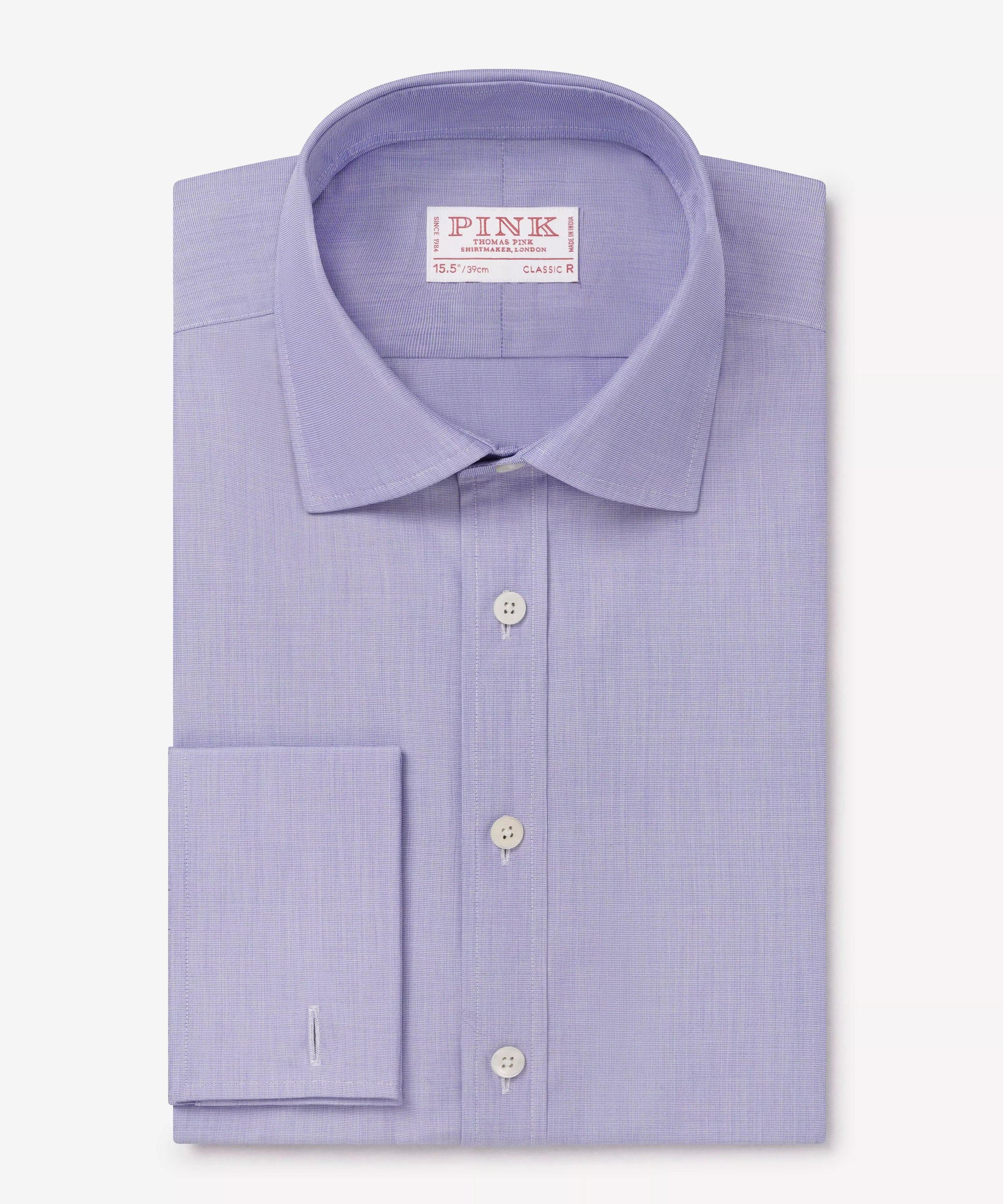 Blue Classic Fit Double Cuff End on End Formal Shirt