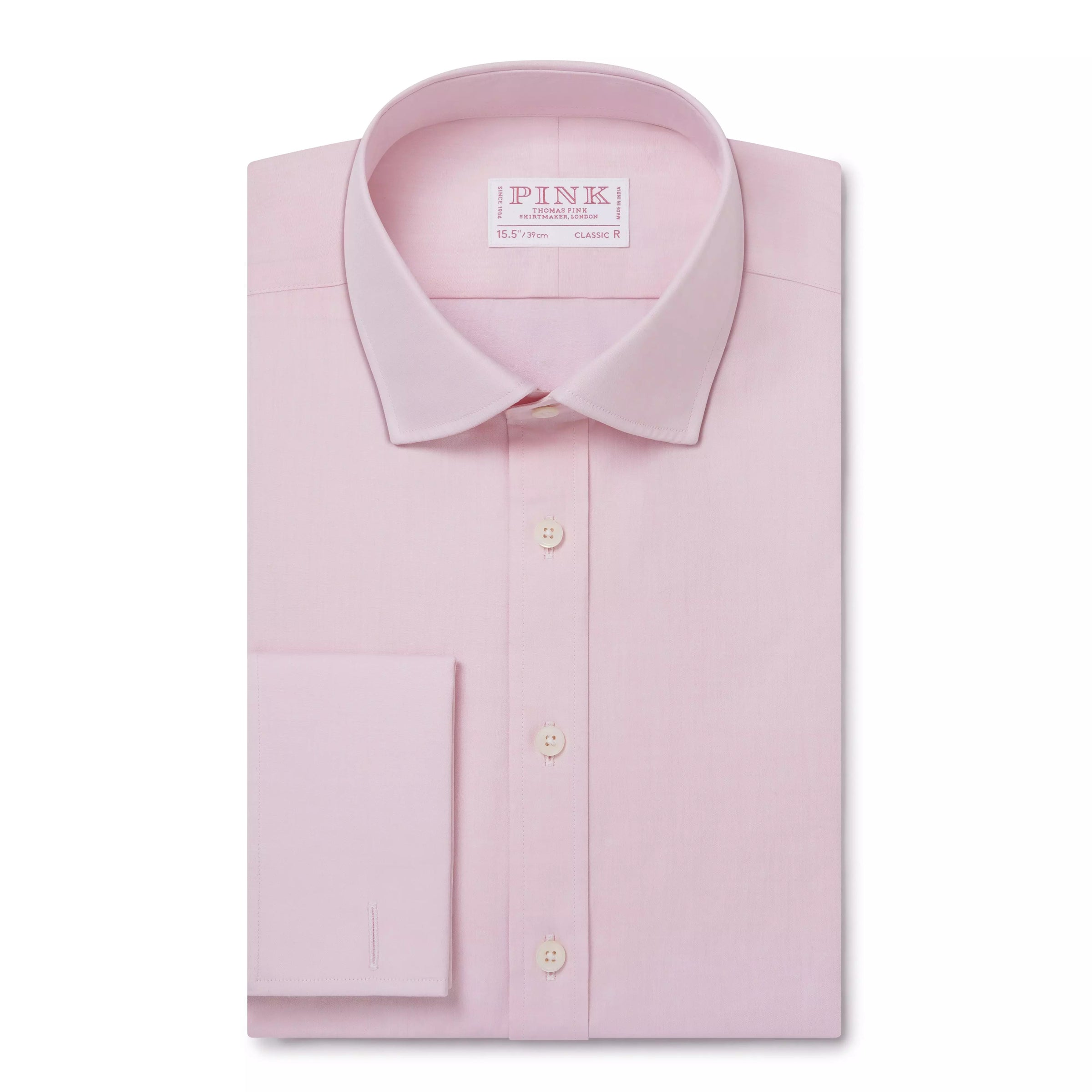 Pale Pink Classic Fit Double Cuff Ramses Poplin Formal Shirt