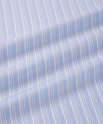 Pale Blue & White Tailored Fit Formal Double Cuff Devonshire Stripe Shirt