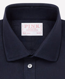 Navy Slim Fit Essential Linen Formal Shirt