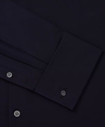 Navy Blue Classic Fit Double Cuff Ramses Cotton Poplin Formal Shirt
